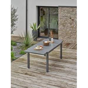 Table de jardin 8 places en aluminium - gris anthracite