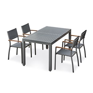 Ensemble repas de jardin 4 places - gris anthracite