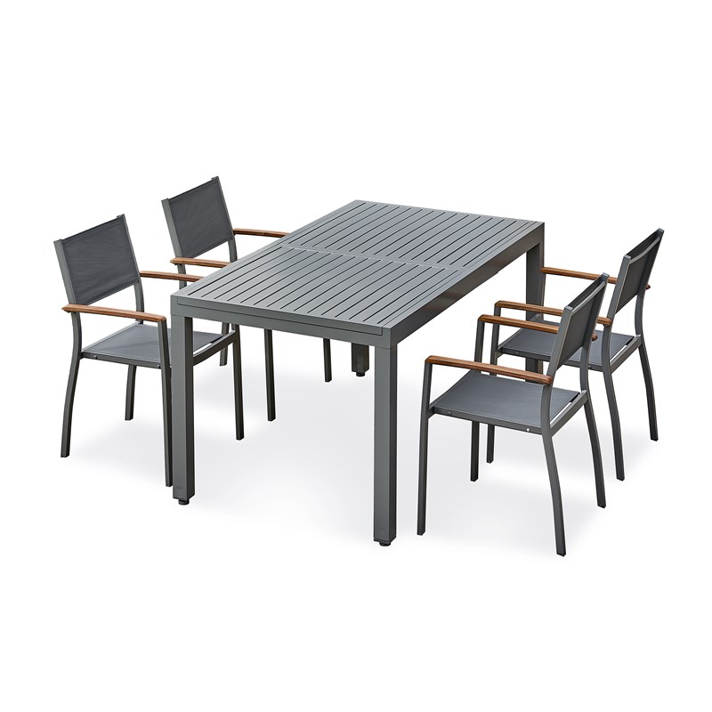 Ensemble repas de jardin orsino 4 places - gris anthracite