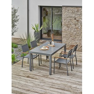Ensemble repas de jardin 4 places - gris anthracite