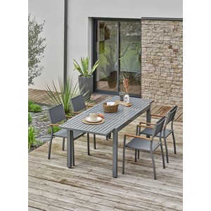 Ensemble repas de jardin orsino 4 places - gris anthracite