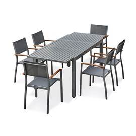 Ensemble repas de jardin orsino 6 places - gris anthracite