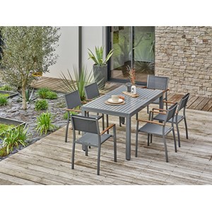 Ensemble repas de jardin 6 places - gris anthracite