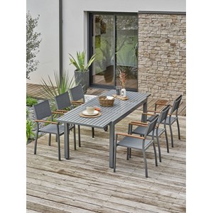 Ensemble repas de jardin orsino 6 places - gris anthracite