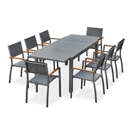 Ensemble repas de jardin orsino 8 places - gris anthracite