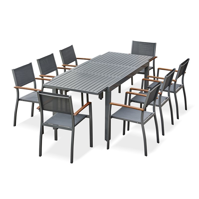Ensemble repas de jardin orsino 8 places - gris anthracite