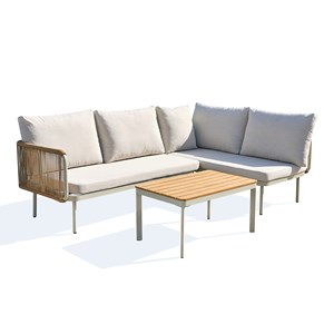 Salon bas de jardin renzo en acier et acacia - grege