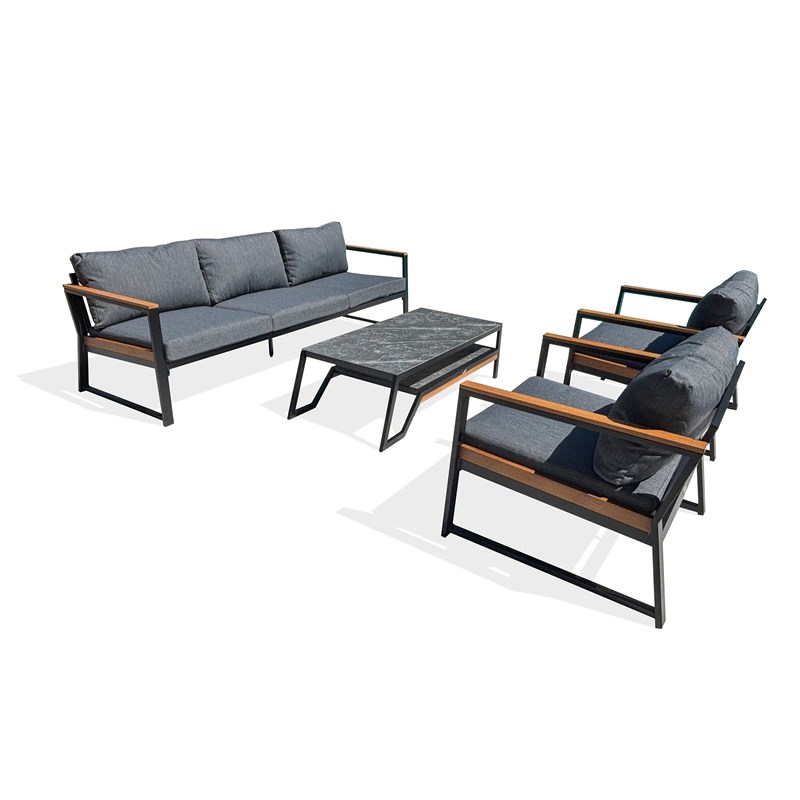 Salon de jardin bas tadeo - noir