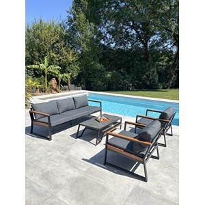 Salon de jardin bas 5 places - noir
