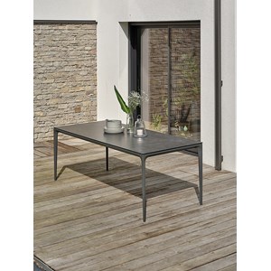 Table de jardin 8 places en céramique - gris anthracite