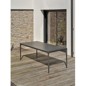 Table de jardin tigua avec plateau en céramique sur verre - gris anthracite