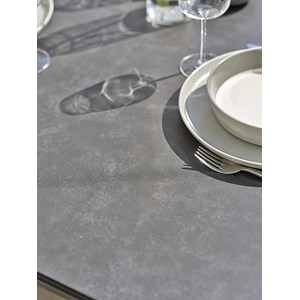 Ensemble repas jardin 6 places en céramique - gris anthracite