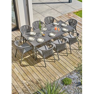 Ensemble repas jardin 8 places en céramique - gris anthracite