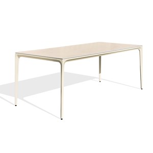 Table de jardin 8 places en céramique sur verre - grège