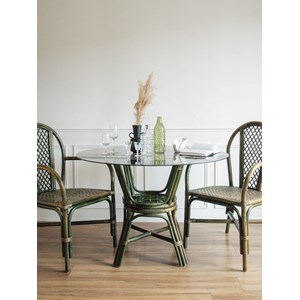 Table à manger en rotin vert n°394