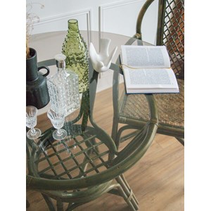 Table à manger en rotin vert n°394