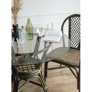 Table à manger en rotin vert n°394