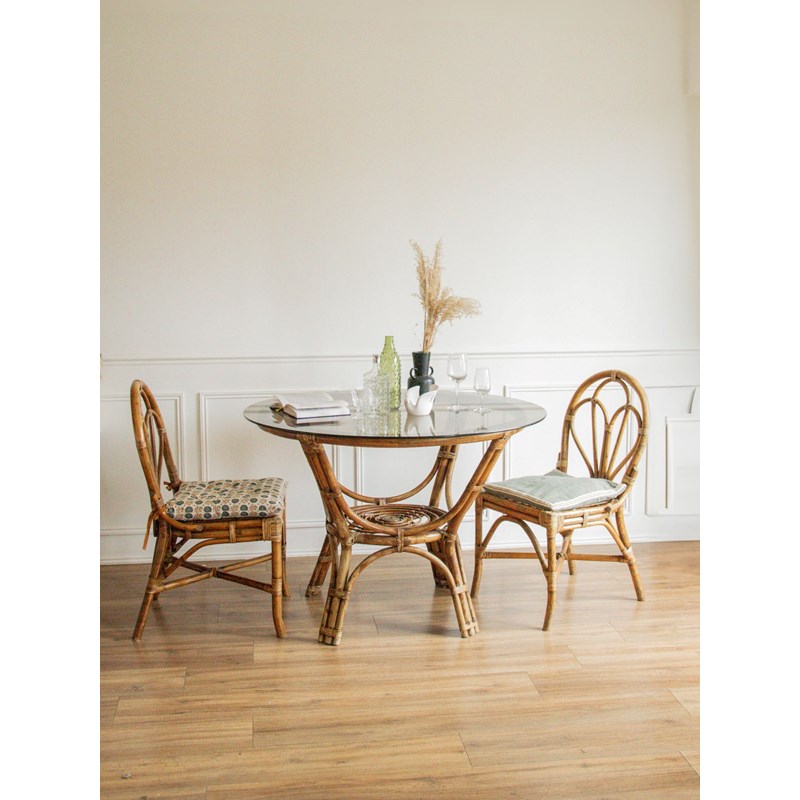 Table à manger ronde en rotin n°389