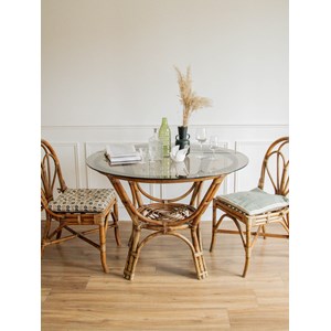 Table à manger ronde en rotin n°389