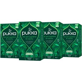 Pukka, infusion biologique, thé vert suprême et matcha