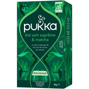 Pukka, infusion biologique, thé vert suprême et matcha