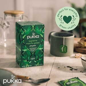 Pukka, infusion biologique, thé vert suprême et matcha