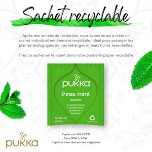 Pukka, infusion biologique, goût trois menthes