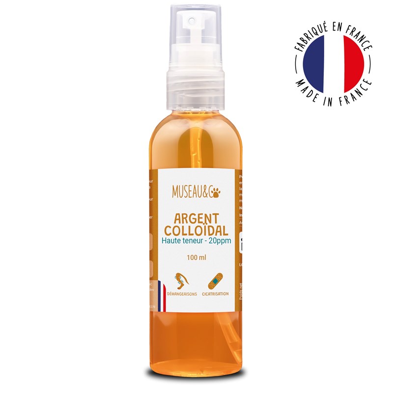 Argent colloïdal 20ppm - cicatrisant - antibactérien - chien et chat - 100ml