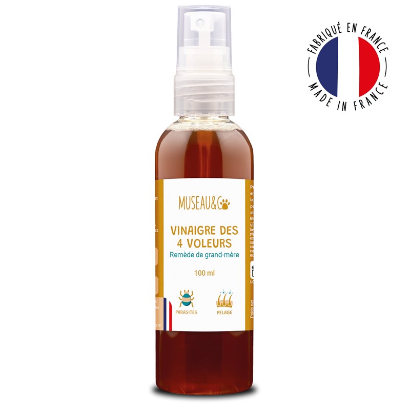 Vinaigre des 4 voleurs - répulsif - protection - pelage - chien et chat - 100ml