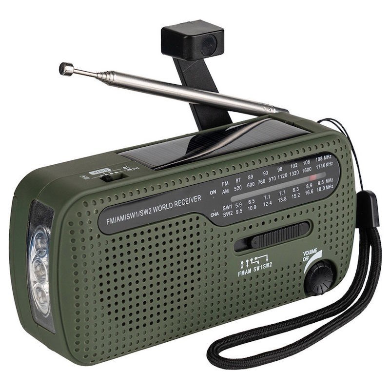 Radio & lampe torche solaire à manivelle dynamo de survie fosco