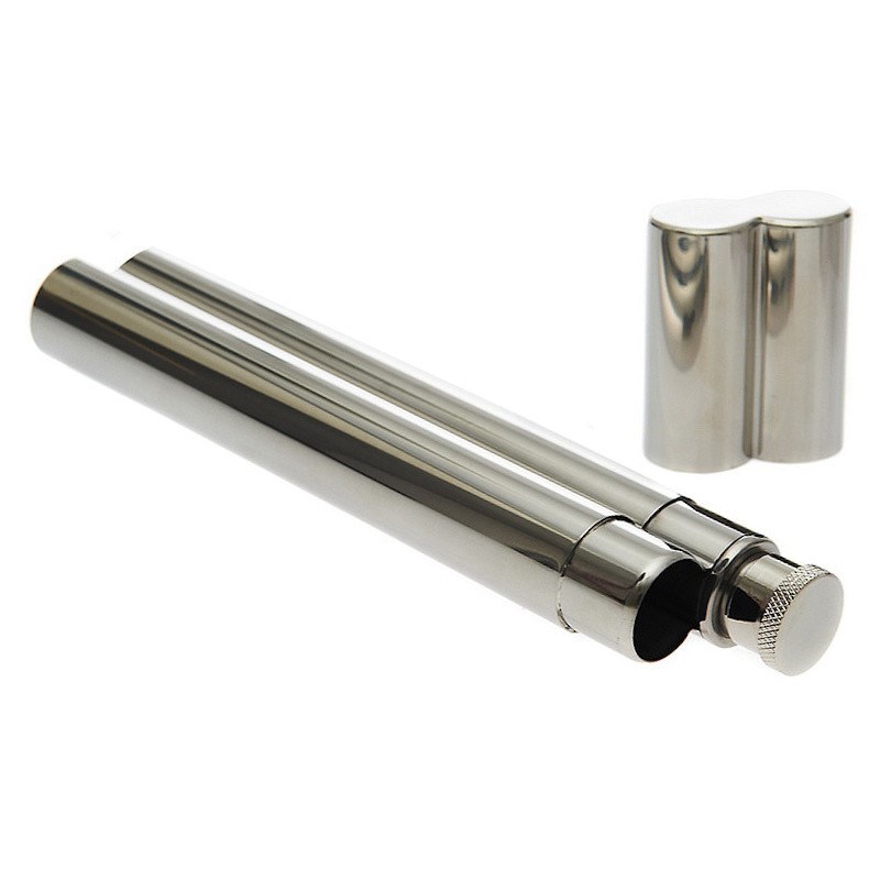 Flasque inox fosco forme cigare 2,5 oz 75 ml