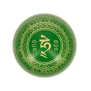 Bol tibétain avec symboles vert 13,5 cm