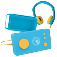 Lunii - ma fabrique à histoires bleue avec son casque assorti bleu et sa