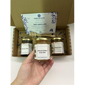 Coffret fetes 3 pots de miel