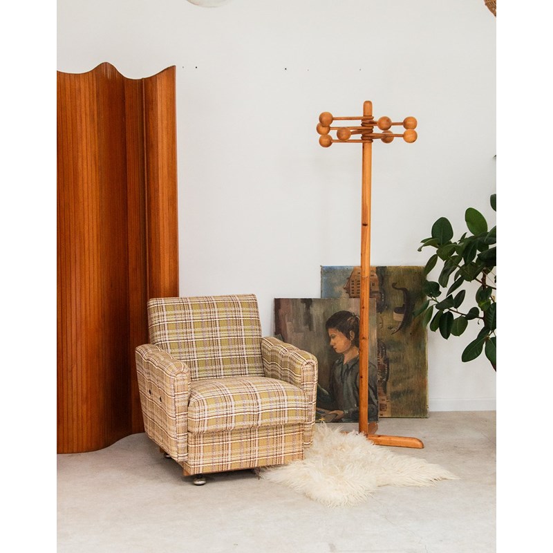 Fauteuil en tissu à carreaux n°558