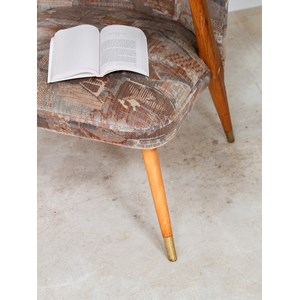 Fauteuil en tissu et bois n°624