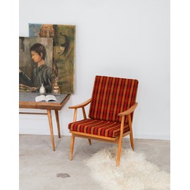 Fauteuil en bois à carreaux n°622