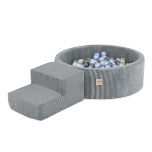 Piscine + marche 90x30 + 200 balles gris