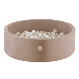 Piscine 90x30 velours + 200 balles beige