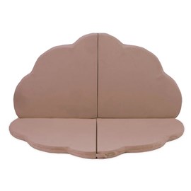 Tapis 120x120x5 cm velours fleuri beige