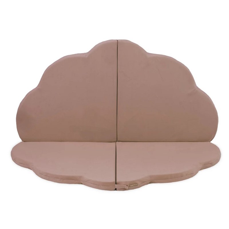 Tapis 120x120x5 cm velours fleuri beige