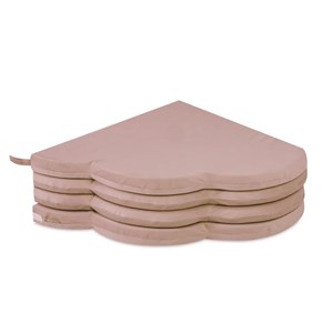 Tapis 120x120x5 cm velours fleuri beige