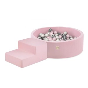 Piscine + marche 90x30 + 200 balles rose