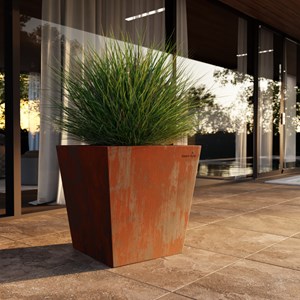 Bac à fleurs evasé en acier corten 165l