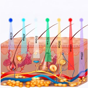 Masque facial sans fil avec traitement de luminothérapie à 7 couleurs.