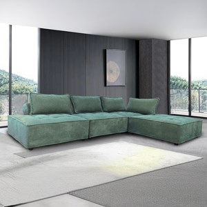 Stava canapé d'angle modulable 4 places en velours texturé vert