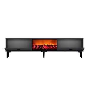 Fyra meuble tv avec cheminée led 150cm gris anthracite et noir