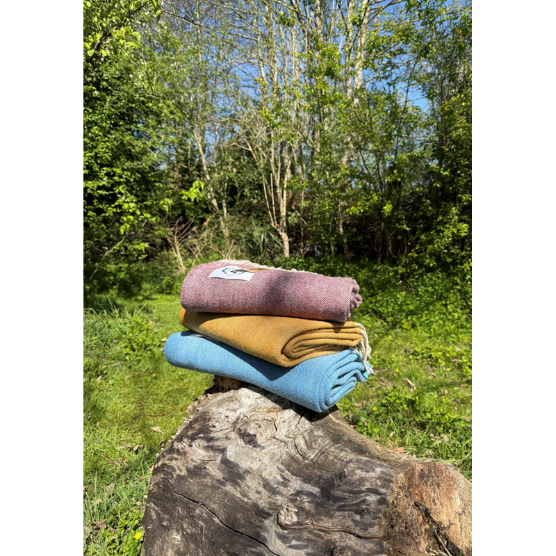 Plaid en laine herringbone green