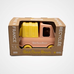 Le camion poubelle made in france en matière recyclée de petit ours brun