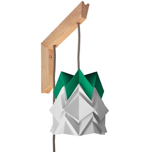 Applique murale bois et petite suspension origami bicolore en papier